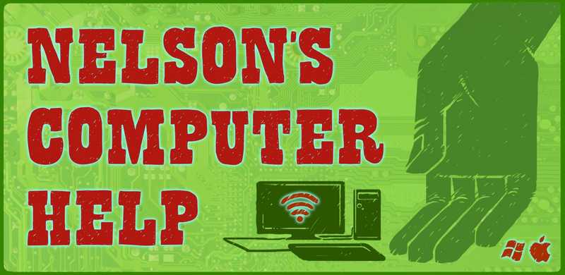 Nelson's computer help logo sharing a helping hand.